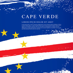 Flag of Cape Verde. Brush strokes are drawn by hand. Independence Day.