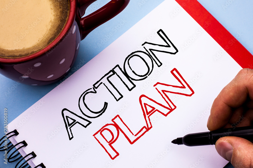 Poster writing note showing action plan. business photo showcasing strategy operational planning procedure 