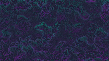 Abstract Topographic Contour Map Psychedelic Background. Ultra High Quality Vapor Wave Wallpaper