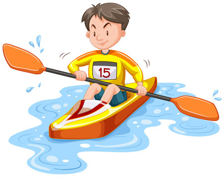 kayaker paddling orange kayak on water clip art preview
