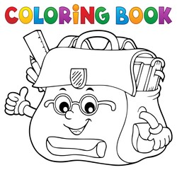 Coloring book happy schoolbag topic 2
