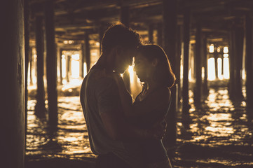 Happy couple spending time in Santa monica