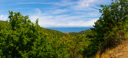 Fototapeta na wymiar panoramic view of the hilly terrain in the south in clear day