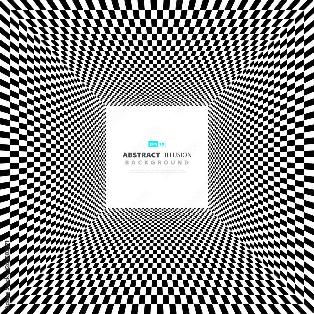 Poster abstract minimal square black and white illusion background with space of text. illustration vector 