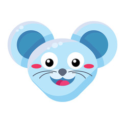 Happy mouse emoji flat illustration