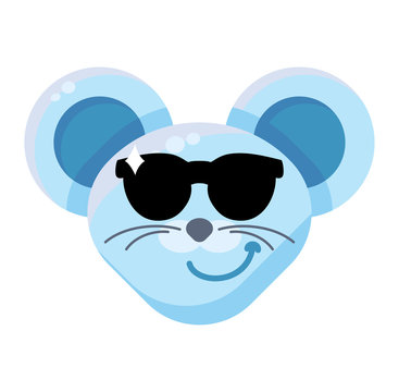 Mouse face cool boy emoticon sticker