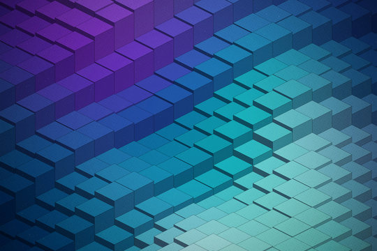 3D Technological Blocks Waveform Structure Retrowave Abstract Background. Isometric Technology Science Data Array Illustration. Conceptual Ultra High Quality Wallpaper