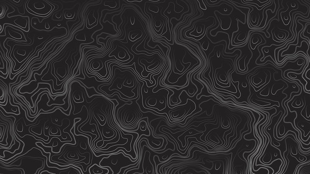 Topographic Contour Map Psychedelic Dark Abstract Background. Ultra High Quality Line Art Wallpaper