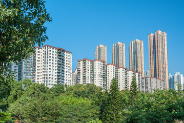 Obraz premium high rise residential building in Hong Kong city