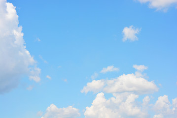 Bright and colorful photos of heavenly angelic white clouds and blue, blue sky with sunlight....