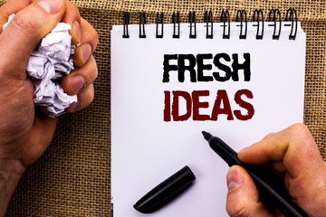 Word writing text Fresh Ideas. Business concept for Creative Vision Thinking Imagination Concept...