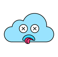 Sick cloud sticker outline illustration
