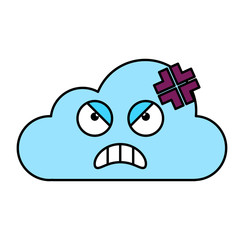 Mad storm cloud sticker outline illustration
