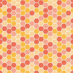 Seamless pattern with pink and orange honeycomb