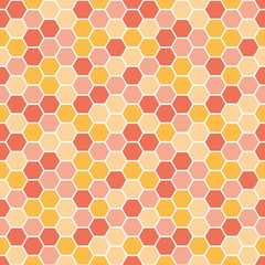 Seamless pattern with pink and orange honeycomb