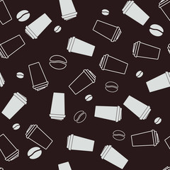Seamless pattern with Coffee and Tea Icons. Vector stock illustration, EPS 10.