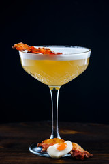 Whiskey Sour Cocktail - Bourbon with Lemon Juice, Sugar Syrup and Egg White