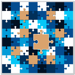 Abstract background from bright puzzle pieces. The composition is a complete puzzle.