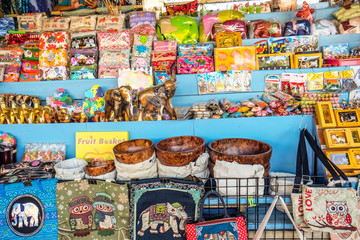 Variety souvenir goods selling in Dumnoen Saduak  floating market