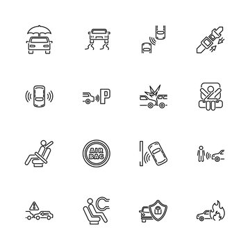 Auto Safety - Flat Vector Icons