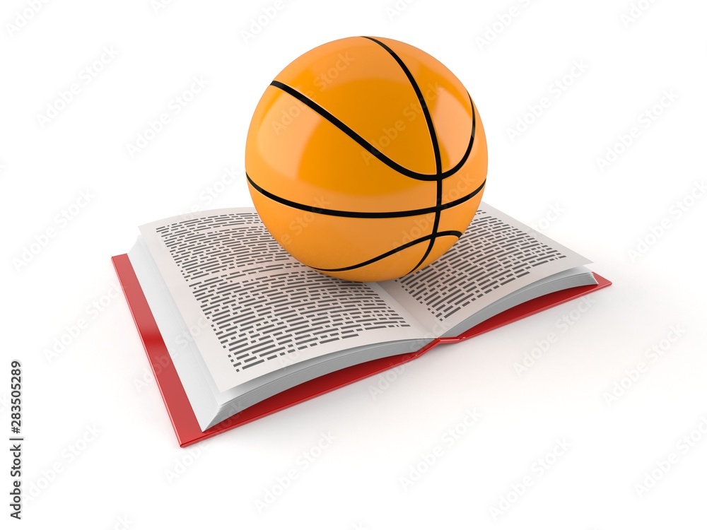 Canvas Prints basketball ball on open book