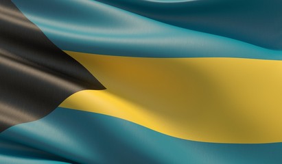 High resolution close-up flag of Bahamas. 3D illustration.