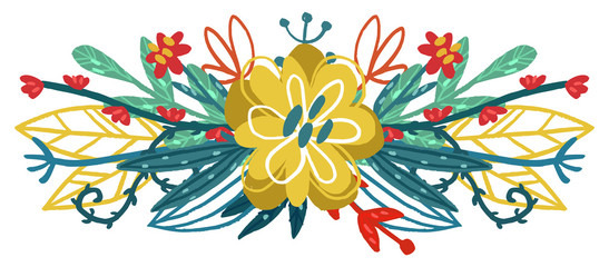 Vector hand drawn floral bouquet.