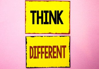 Word writing text Think Different. Business concept for Rethink Change on vision Acquire New Ideas...