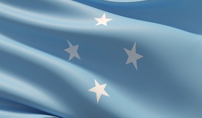High resolution close-up flag flag of Micronesia. 3D illustration.