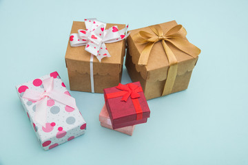 Gift Boxes On Blue Background