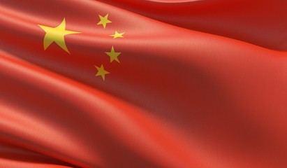 High resolution close-up flag of China. 3D illustration.