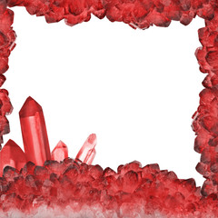 bright red ruby frame on white