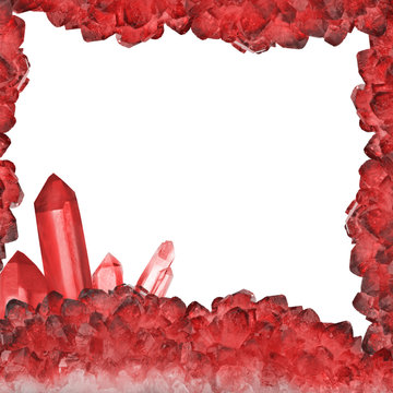 bright red ruby frame on white