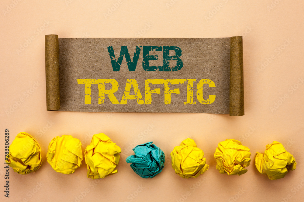 Poster writing note showing web traffic. business photo showcasing internet boost visitors audience visits 