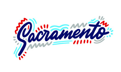 Fototapeta premium Sacramento handwritten city name.Modern Calligraphy Hand Lettering for Printing,background ,logo, for posters, invitations, cards, etc. Typography vector.