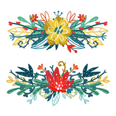 Set of floral bouquets.