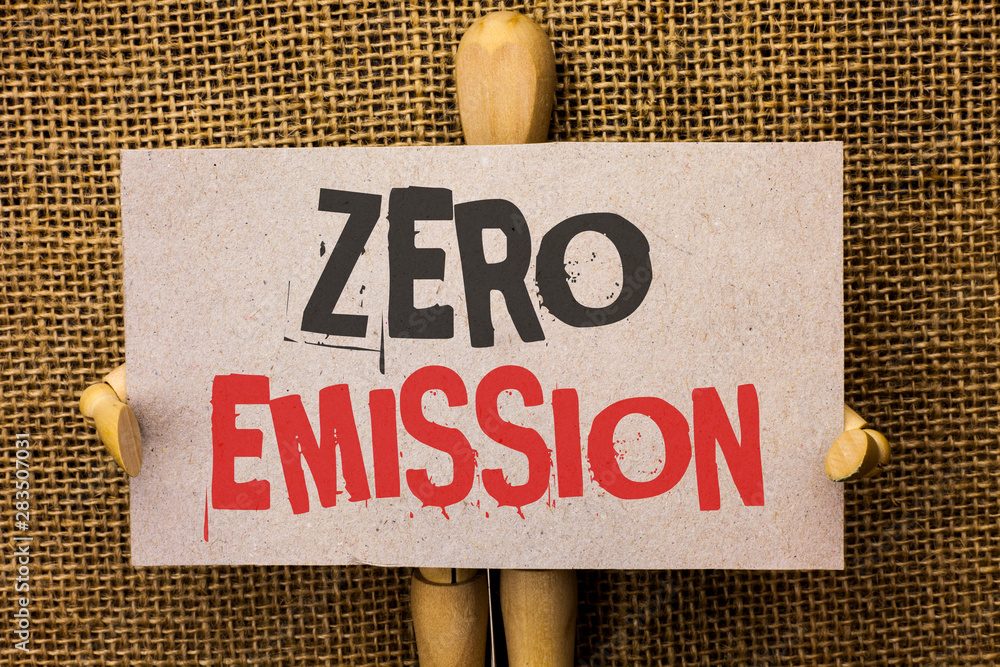 Poster conceptual hand writing showing zero emission. business photo text engine motor energy source that e