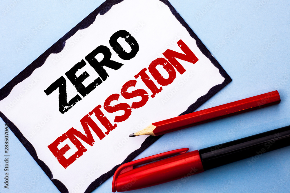 Poster conceptual hand writing showing zero emission. business photo text engine motor energy source that e