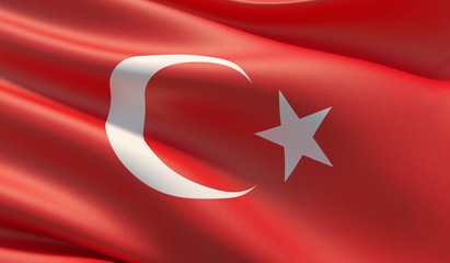 High resolution close-up flag of Turkey. 3D illustration.