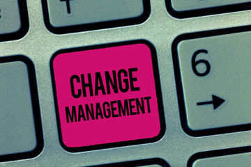 Writing note showing Change Management. Business photo showcasing Replacement of leadership in an...