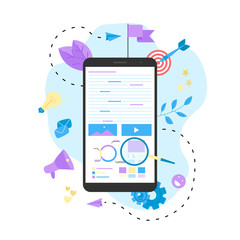 Concept for Digital marketing agency, digital media campaign flat vector illustration	