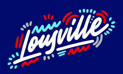Naklejka premium Louisville handwritten city name.Modern Calligraphy Hand Lettering for Printing,background ,logo, for posters, invitations, cards, etc. Typography vector.