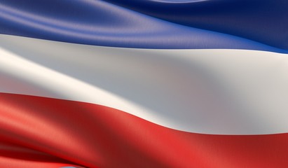 High resolution close-up flag of Yugoslavia. 3D illustration.