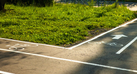 Obraz premium Bike path in the Park. Summer, outdoor activities.