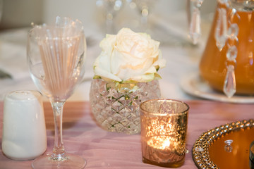 festive table setting with rose gold