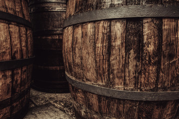 Old wine barrel in cellar