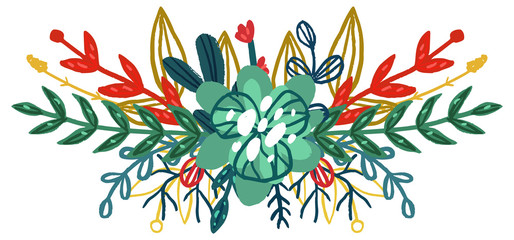 Vector hand drawn floral bouquet.