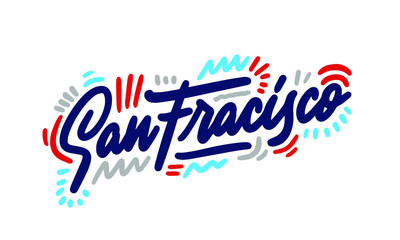 San Francisco handwritten city name.Modern Calligraphy Hand Lettering for Printing,background ,logo, for posters, invitations, cards, etc. Typography vector.