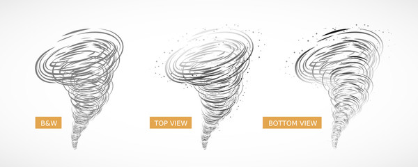 Tornado swirl. Set of vector illustrations on white background