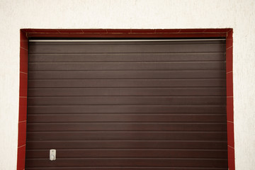 closed garage shutters outside exterior building wall background protection object  